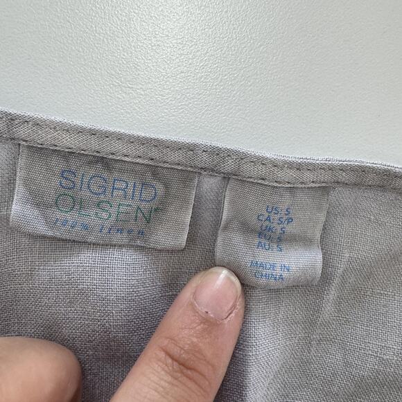 Sigrid Olsen Linen Tunic Dress Womens Small Gray Sleeveless V Neck Shift Trim - Picture 3 of 6